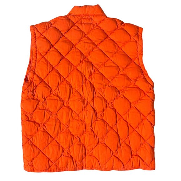 VTG 90s J CREW Quilted Duck Down Vest Gorpcore Neon Bright Hunter Orange Hunt M - Picture 2 of 5